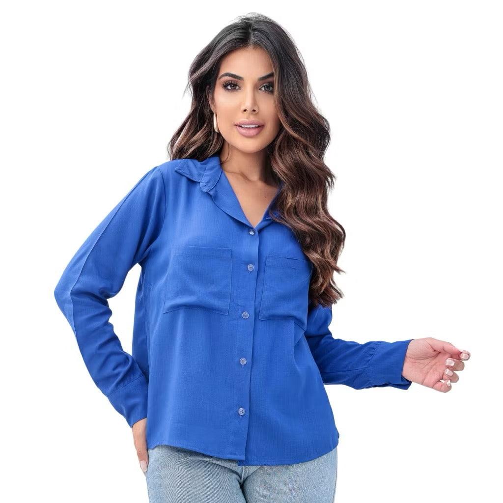 [Koop 1 en Krijg 2] Dames Casual Shirt Lange Mouwen met Elegante Pocket