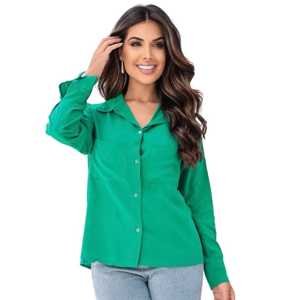 [Koop 1 en Krijg 2] Dames Casual Shirt Lange Mouwen met Elegante Pocket