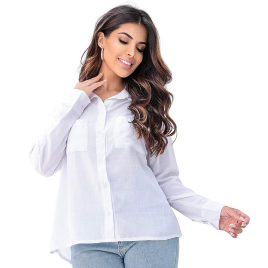 [Koop 1 en Krijg 2] Dames Casual Shirt Lange Mouwen met Elegante Pocket