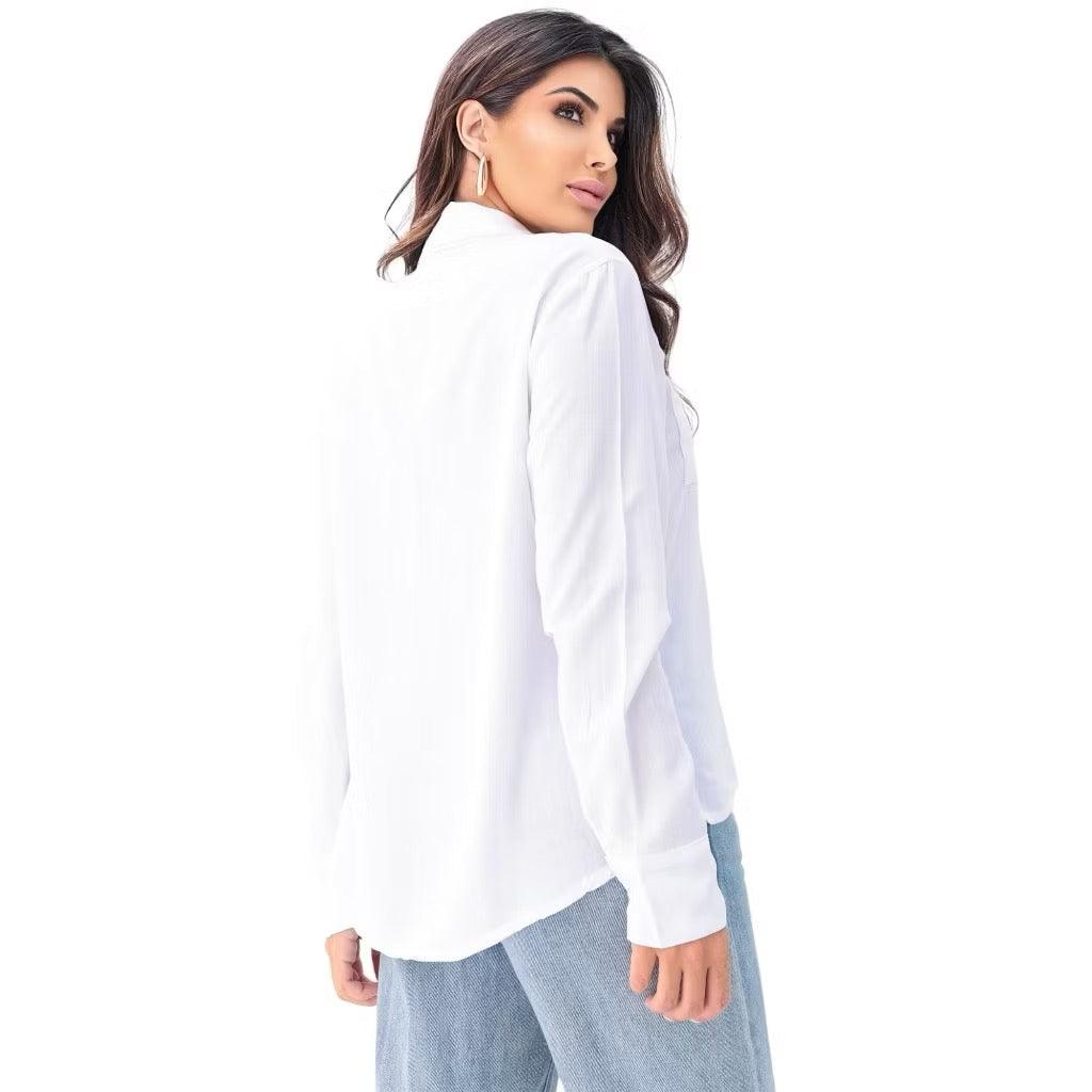 [Koop 1 en Krijg 2] Dames Casual Shirt Lange Mouwen met Elegante Pocket