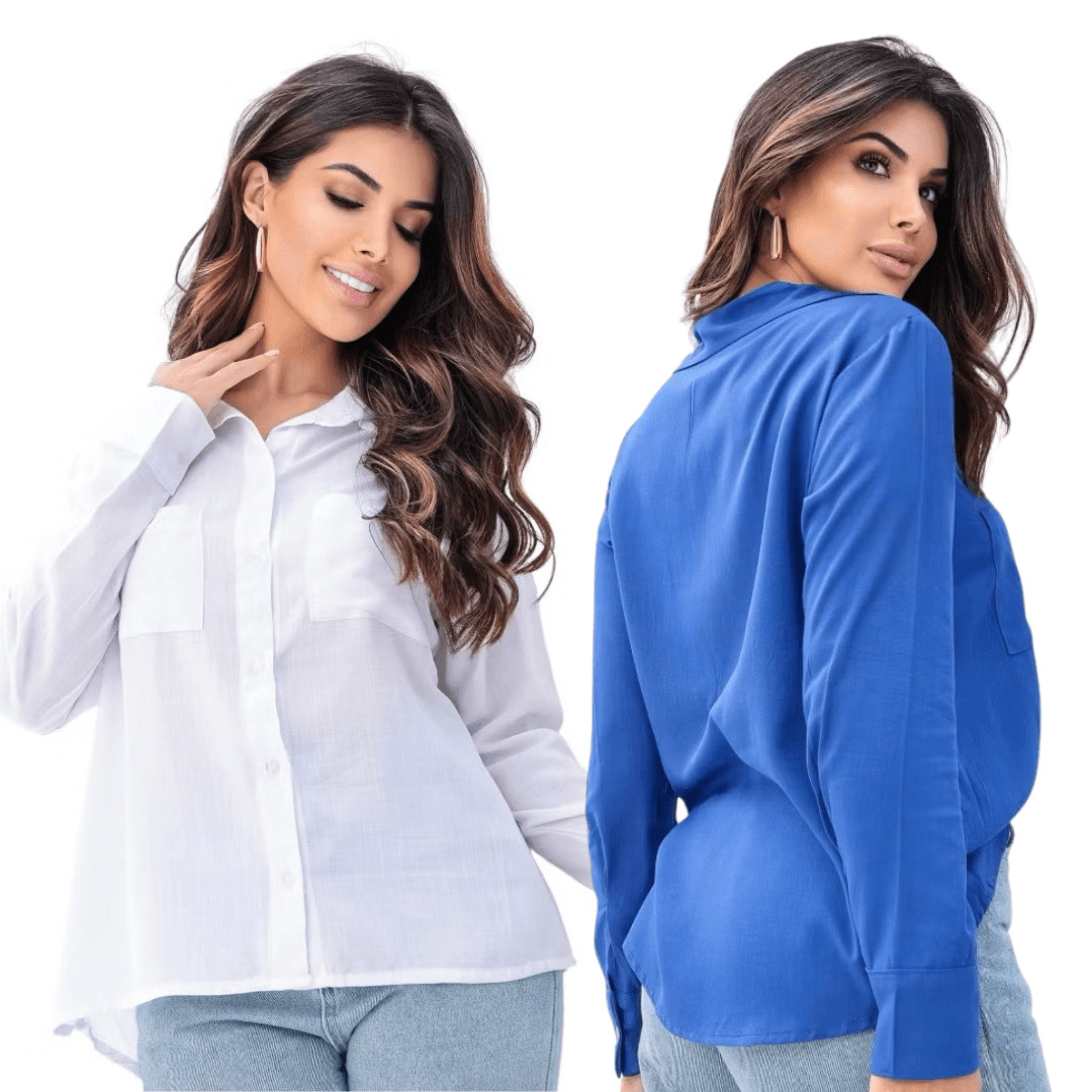 [Koop 1 en Krijg 2] Dames Casual Shirt Lange Mouwen met Elegante Pocket