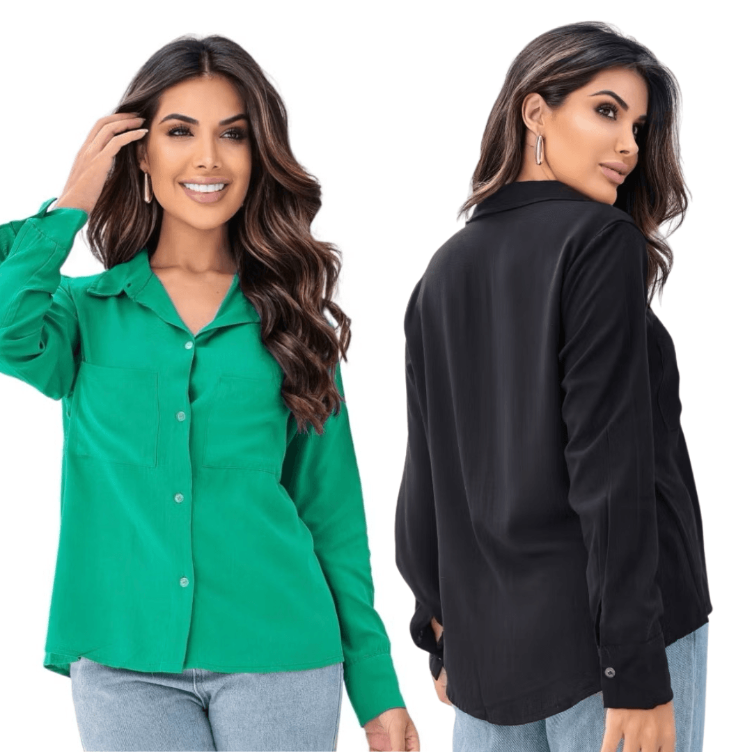 [Koop 1 en Krijg 2] Dames Casual Shirt Lange Mouwen met Elegante Pocket