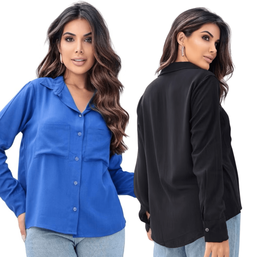 [Koop 1 en Krijg 2] Dames Casual Shirt Lange Mouwen met Elegante Pocket